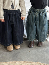 Load image into Gallery viewer, 25Q09PA-春季拼接寬鬆直筒牛仔長褲
