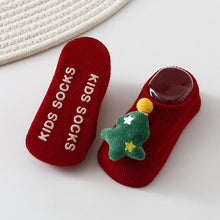將圖片載入圖庫檢視器 1108AC-INS聖誕節麋鹿防滑學步防滑船型短襪 (三雙起批)
