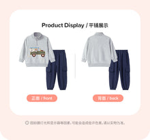 Load image into Gallery viewer, c071SE-Little maven歐美秋季高領拉鍊拼布刺繡動物上衣&amp;口袋長褲
