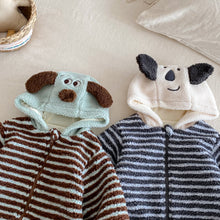 將圖片載入圖庫檢視器 ZDL5014LS冬季條紋加絨連身衣｜米粒絨爬服
