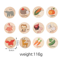 Load image into Gallery viewer, PMZ1199AC-Children&#39;s educational wooden vegetable animal round puzzle toy
