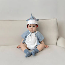 Load image into Gallery viewer, 51401LS-Summer Korean shark shape short-sleeved hooded sweater 

