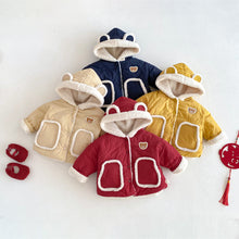 將圖片載入圖庫檢視器 ZDW5309SE-冬季小熊加絨連帽加厚棉外套
