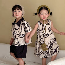 將圖片載入圖庫檢視器 XQ260753TG-夏季襯衫背心兄妹套裝
