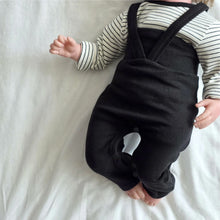 將圖片載入圖庫檢視器 Y9614LS-春季嬰兒細坑條背帶高腰護肚連身褲
