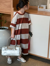 Load image into Gallery viewer, 2025X127SE-Summer Korean version of wide striped casual short-sleeved brother and sister clothes for boys and girls 
