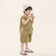 Load image into Gallery viewer, V089TG-夏日條紋背心短褲套裝
