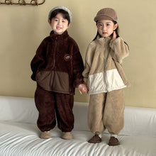 Load image into Gallery viewer, DZ250608TG-秋冬季韓版加厚法蘭絨拉鍊休閒兩件套裝
