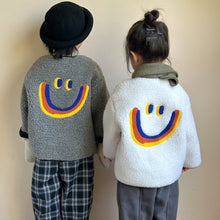 Load image into Gallery viewer, DW240142SE-Autumn and winter children&#39;s cashmere big smiley face fur top coat
