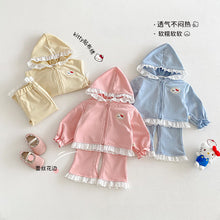 Load image into Gallery viewer, ZCT6062TG-春季蕾絲連帽休閒褲兩件套

