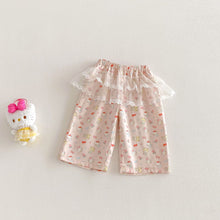 Load image into Gallery viewer, ZCK6077LS-春季貓咪印花蕾絲花邊長褲
