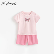 將圖片載入圖庫檢視器 111022TG-夏季女童圓領T恤短褲套裝
