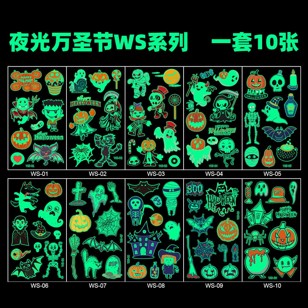 WSY0110AC-萬聖節卡通夜光紋身貼紙