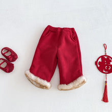 將圖片載入圖庫檢視器 ZDK5703PA-冬季復古拜年毛毛加絨休閒長褲
