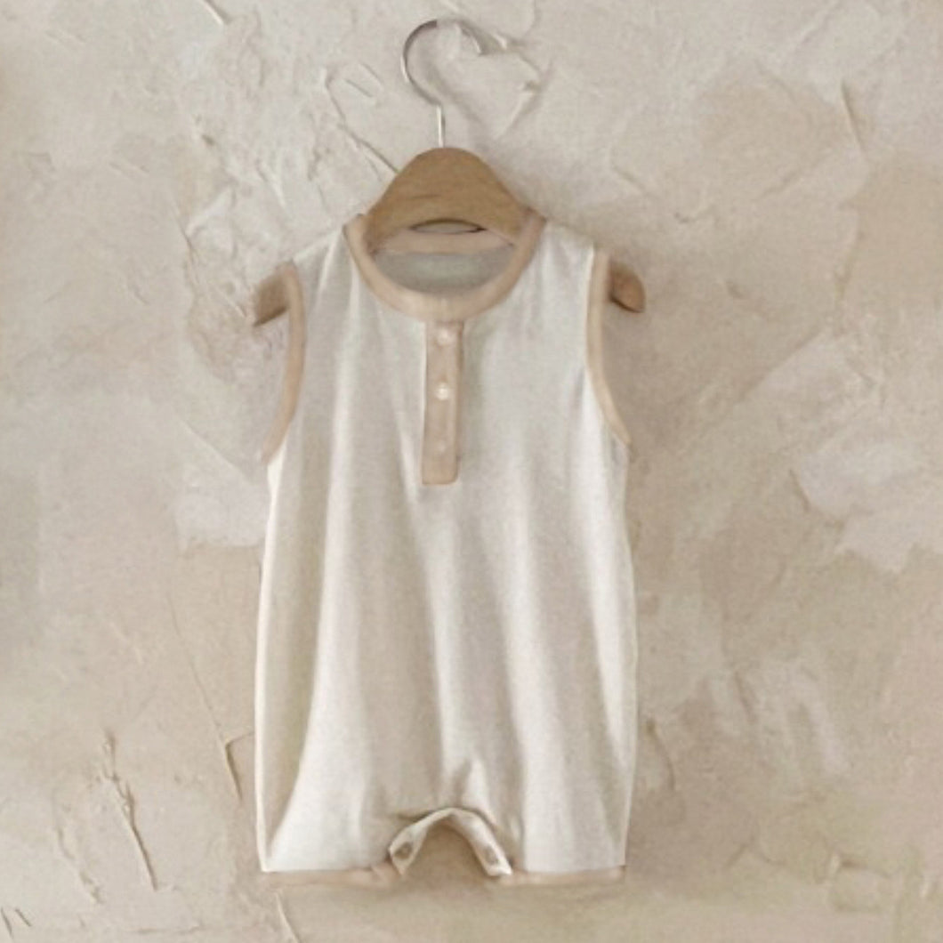 Y9548LS-夏季清涼無袖三粒扣軟糯背心爬服