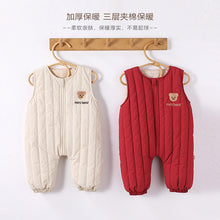 將圖片載入圖庫檢視器 D24533LS-冬季刺繡拉鍊無袖背心連體爬服
