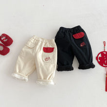 將圖片載入圖庫檢視器 ZDK5673PA-冬季金魚撞色羊駝絨長褲
