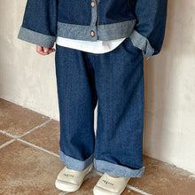 Load image into Gallery viewer, QW240029SE-Autumn children&#39;s denim jacket &amp; wide-leg pants
