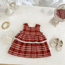 Load image into Gallery viewer, H10653LS-冬季加絨格子背心裙&amp;刷絨上衣
