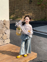 Load image into Gallery viewer, OPC2624PA-春季女童百搭假兩件裙擺牛仔長褲
