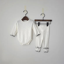 將圖片載入圖庫檢視器 Y8602LS-春季嬰兒彈性坑條波浪捲邊連身衣+高腰護肚緊身褲兩套裝&amp;三件套
