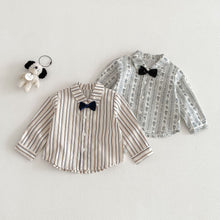 Load image into Gallery viewer, ZCY6094LS-春季條紋領結襯衫&amp;背帶褲
