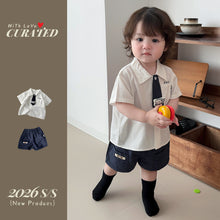 將圖片載入圖庫檢視器 622055TG-夏季｜學院風領帶｜男童短袖兩件套
