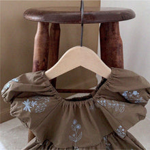 Load image into Gallery viewer, Y6521DS-Summer Girls Retro Solid Embroidered Puff Sleeve Dress 
