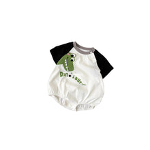 將圖片載入圖庫檢視器 622122LS-夏季｜恐龍插肩撞色｜男童短袖包屁衣
