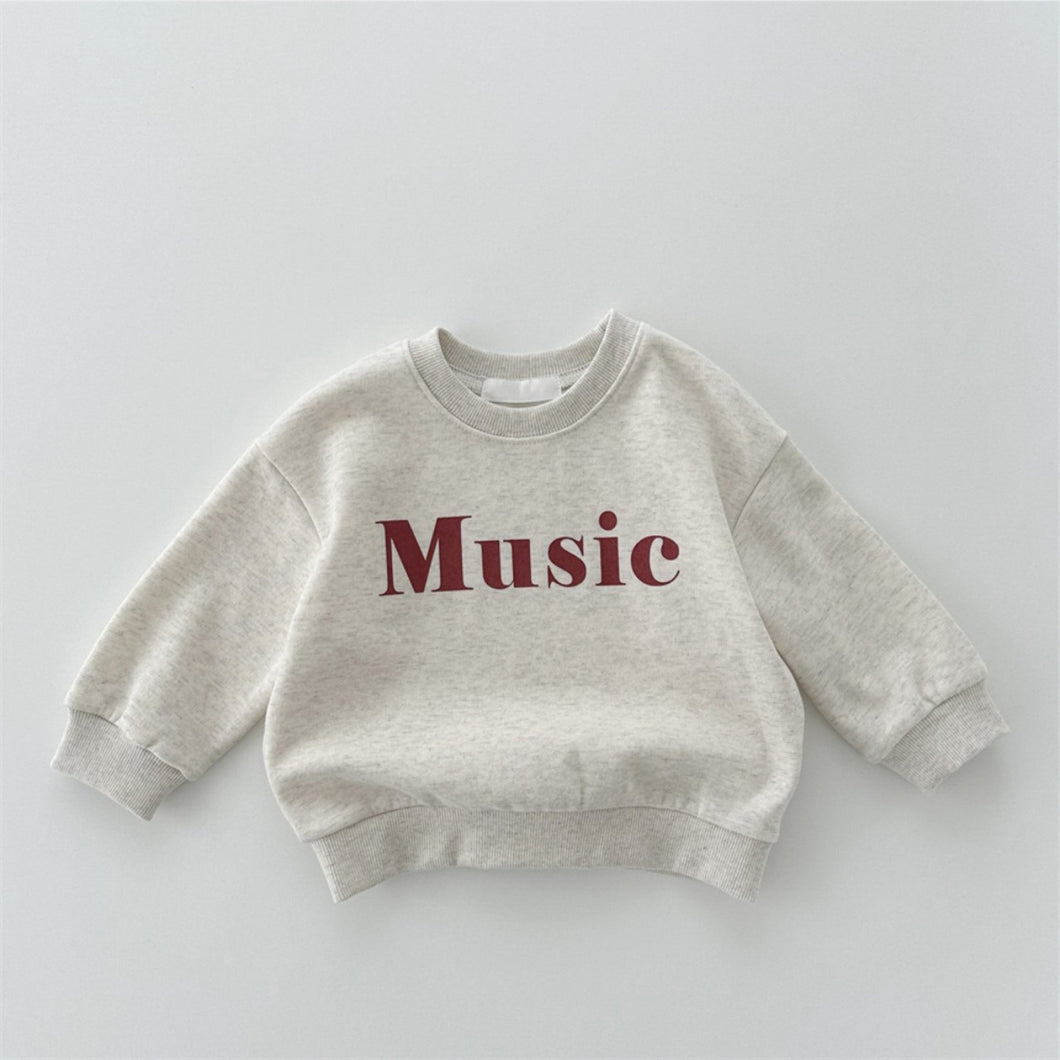 Y7339SE-Round neck fashion letter print long sleeve plus velvet T-shirt
