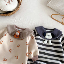 將圖片載入圖庫檢視器 ZDL5184LS-冬季條紋羊駝絨加絨連體爬服
