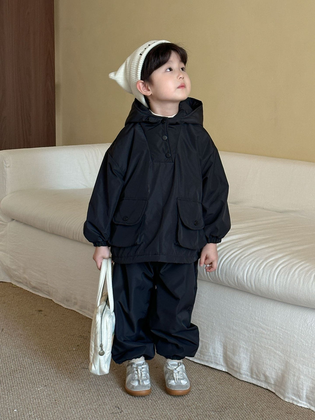 DZ250647TG-秋冬季韓版連帽加絨衝鋒衣兩件套