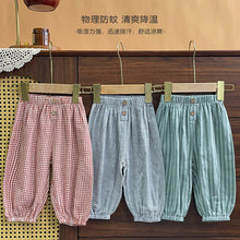 將圖片載入圖庫檢視器 D25099PA-夏季男女童條紋格紋防蚊褲
