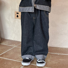 Load image into Gallery viewer, QW240029SE-Autumn children&#39;s denim jacket &amp; wide-leg pants
