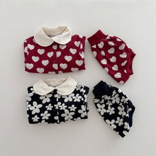 將圖片載入圖庫檢視器 Y8567LS-秋冬季寶寶提花小翻領開襟外套+三角麵包褲兩件套
