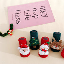 將圖片載入圖庫檢視器 S017AC-秋冬季聖誕寶寶珊瑚絨學步防滑地板襪 (三雙起批)
