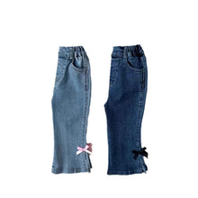 Load image into Gallery viewer, 24217PA-Autumn Korean style slightly elastic denim bow flared pants
