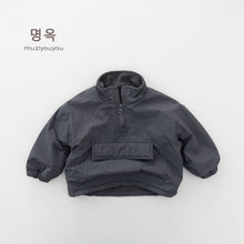 Load image into Gallery viewer, 26222SE-秋冬格紋搖粒絨半拉鍊外套
