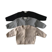 將圖片載入圖庫檢視器 Y7548SE-秋冬坑條針織外套｜純色圓領款
