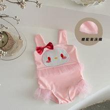 將圖片載入圖庫檢視器 61809LS-夏季女寶寶連身吊帶裙式游泳衣(送泳帽)
