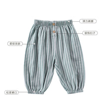 將圖片載入圖庫檢視器 D25099PA-夏季男女童條紋格紋防蚊褲
