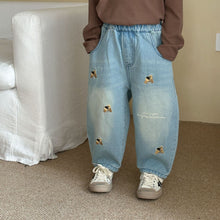 Load image into Gallery viewer, DK250689PA-秋冬季韓版抓絨狗狗刺繡牛仔長褲
