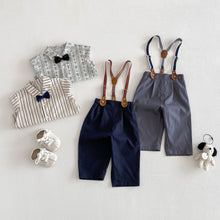 Load image into Gallery viewer, ZCY6094LS-春季條紋領結襯衫&amp;背帶褲
