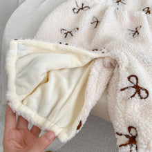 Load image into Gallery viewer, H10667LS-冬季蝴蝶結羊羔絨連體爬服&amp;刷絨上衣
