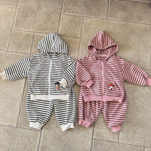 將圖片載入圖庫檢視器 CZ260891TG-條紋連帽運動休閒兩件套
