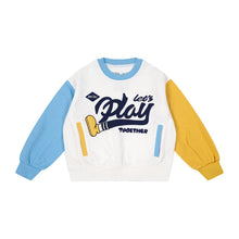 Load image into Gallery viewer, YM3502SE-Autumn and winter stitching sleeves terry loose contrast color round neck long sleeve top 
