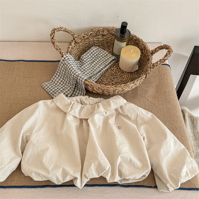 5016SE-Spring Korean Girls Bat Sleeve Washed Cotton Wide Shirt 