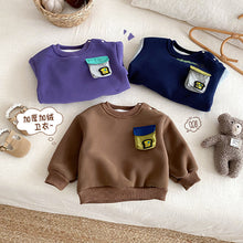 Load image into Gallery viewer, ZDY5305SE-冬季撞色口袋加絨長袖上衣
