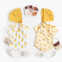Load image into Gallery viewer, BRS1044LS-Summer pure cotton banana pineapple print bodysuit + hat cover 
