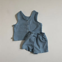 Load image into Gallery viewer, Y8528TG-Summer two-sided woven sleeveless T-shirt + shorts two-piece set 
